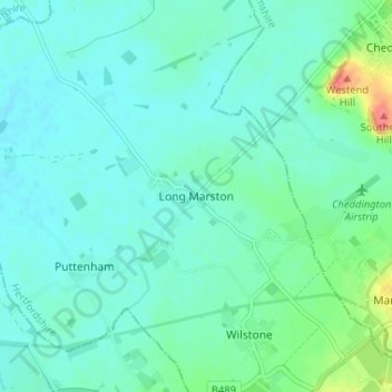 Mapa topográfico Long Marston, altitud, relieve