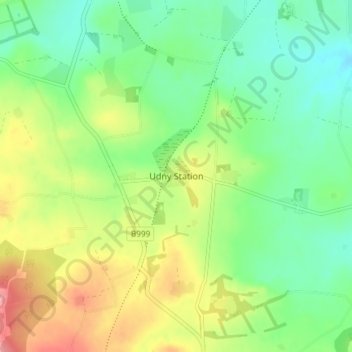 Mapa topográfico Udny Station, altitud, relieve