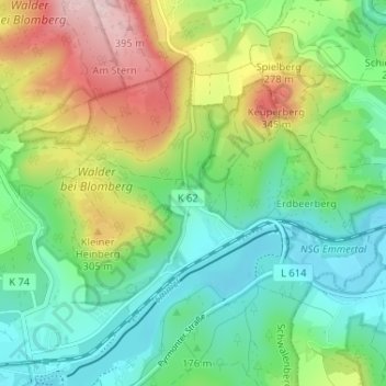 Mapa topográfico Glashütte, altitud, relieve