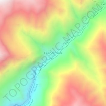 Mapa topográfico Huancahuasi, altitud, relieve