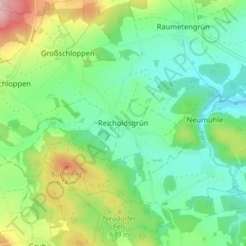 Mapa topográfico Reicholdsgrün, altitud, relieve