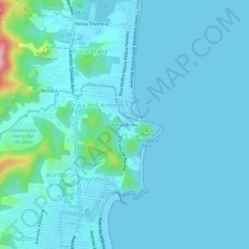 Mapa topográfico Ponta Brava, altitud, relieve