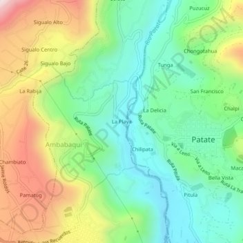 Mapa topográfico La Playa, altitud, relieve