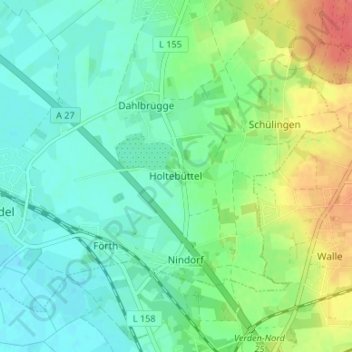 Mapa topográfico Holtebüttel, altitud, relieve