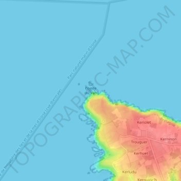 Mapa topográfico Pointe du Van, altitud, relieve