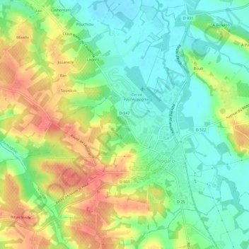 Mapa topográfico Billau, altitud, relieve