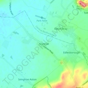 Mapa topográfico Northall, altitud, relieve