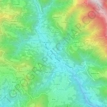 Mapa topográfico Brembilla, altitud, relieve