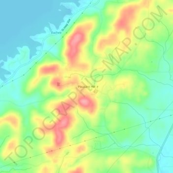 Mapa topográfico Pleasant Hill, altitud, relieve