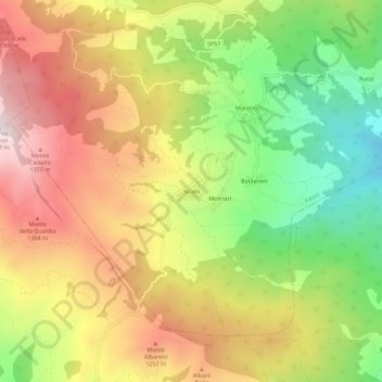 Mapa topográfico Nicelli, altitud, relieve