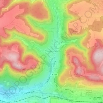 Mapa topográfico Margrethausen, altitud, relieve