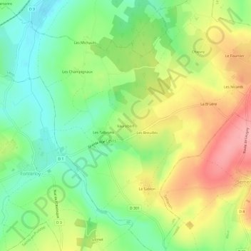 Mapa topográfico Vaurobert, altitud, relieve