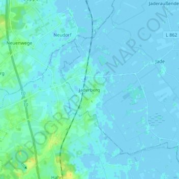 Mapa topográfico Jaderberg, altitud, relieve