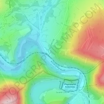Mapa topográfico Roanne-Coo, altitud, relieve