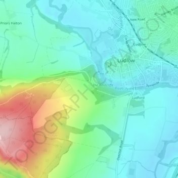 Mapa topográfico Whitcliffe, altitud, relieve