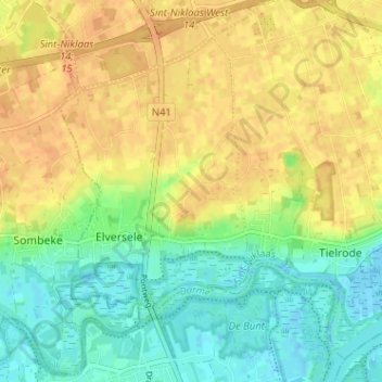 Mapa topográfico Bovenhoek, altitud, relieve