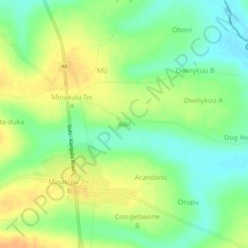 Mapa topográfico Adit, altitud, relieve