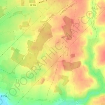 Mapa topográfico Rimbauval, altitud, relieve