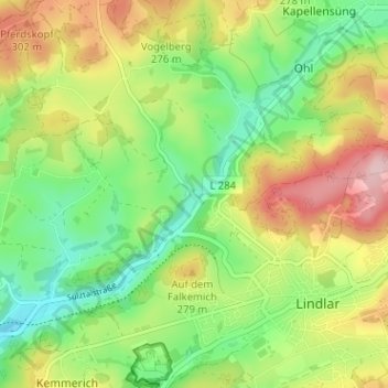 Mapa topográfico Süttenbach, altitud, relieve