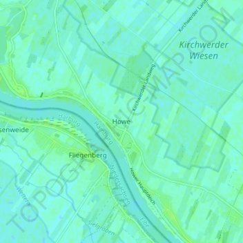 Mapa topográfico Howe, altitud, relieve
