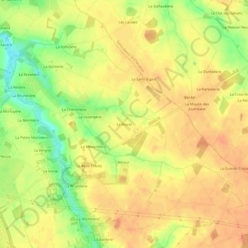 Mapa topográfico Le Rosier, altitud, relieve