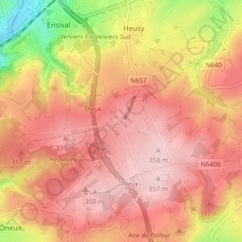 Mapa topográfico Cheval blanc, altitud, relieve