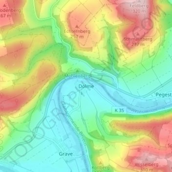 Mapa topográfico Dölme, altitud, relieve
