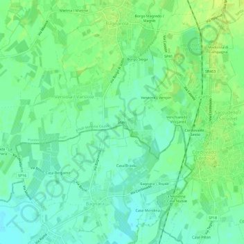 Mapa topográfico Stalis, altitud, relieve