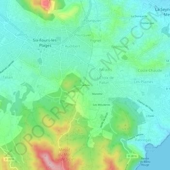 Mapa topográfico Cachou, altitud, relieve