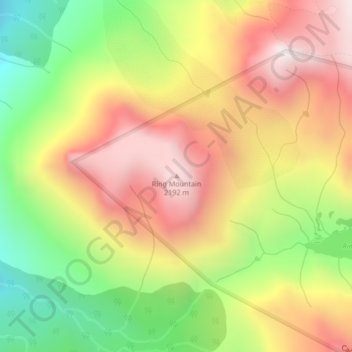Mapa topográfico Ring Mountain, altitud, relieve