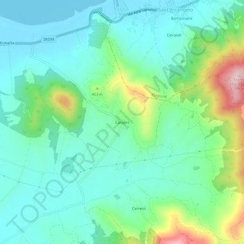 Mapa topográfico Casalini, altitud, relieve