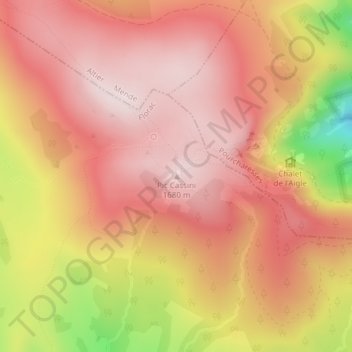 Mapa topográfico Pic Cassini, altitud, relieve