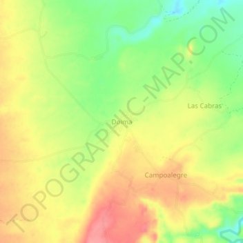 Mapa topográfico Doima, altitud, relieve