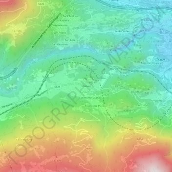 Mapa topográfico Mollare, altitud, relieve