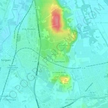 Mapa topográfico Tout Vent, altitud, relieve