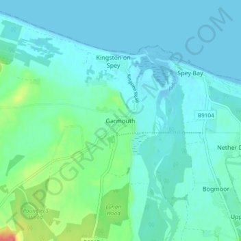 Mapa topográfico Garmouth, altitud, relieve