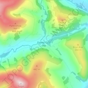 Mapa topográfico Forest Coal Pit, altitud, relieve