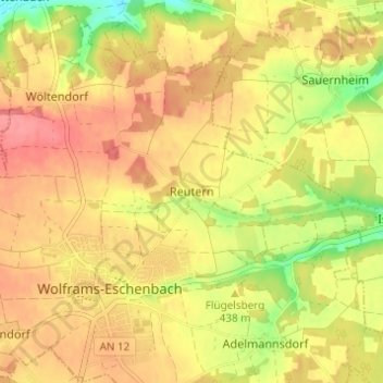 Mapa topográfico Reutern, altitud, relieve