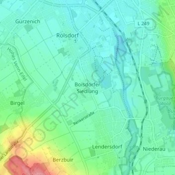 Mapa topográfico Boisdorfer Siedlung, altitud, relieve
