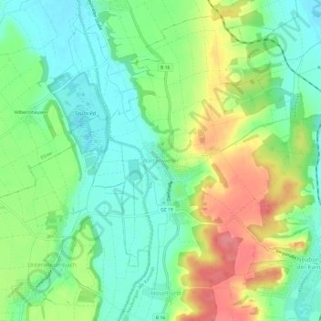 Mapa topográfico Wattenweiler, altitud, relieve