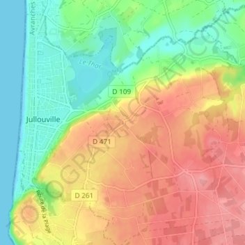 Mapa topográfico Bouillon, altitud, relieve