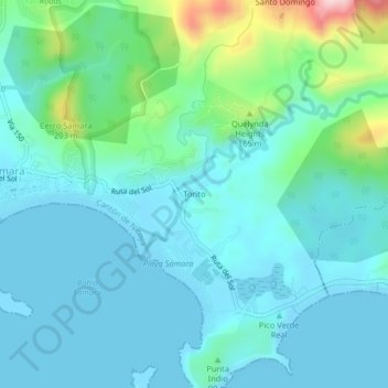 Mapa topográfico Torito, altitud, relieve