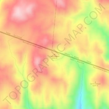 Mapa topográfico Cerro Aspero, altitud, relieve