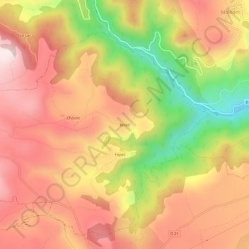 Mapa topográfico Beteil, altitud, relieve