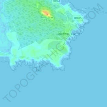 Mapa topográfico Heanish, altitud, relieve