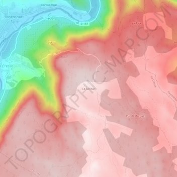Mapa topográfico Le Sonnac, altitud, relieve