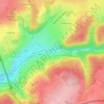 Mapa topográfico Neufmarteau, altitud, relieve