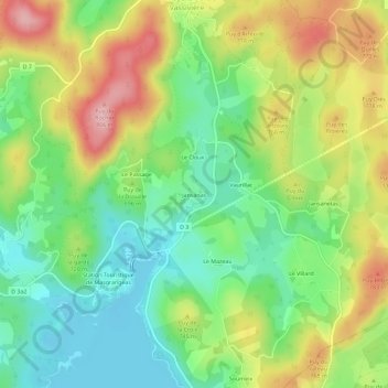 Mapa topográfico Jansanas, altitud, relieve