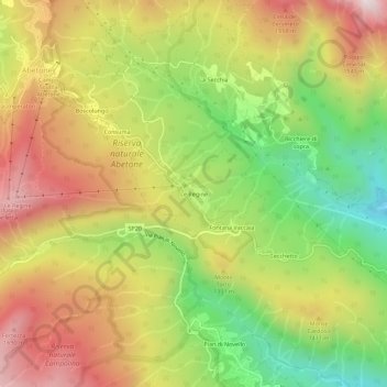 Mapa topográfico Le Regine, altitud, relieve