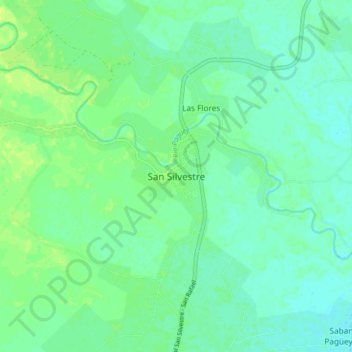 Mapa topográfico San Silvestre, altitud, relieve